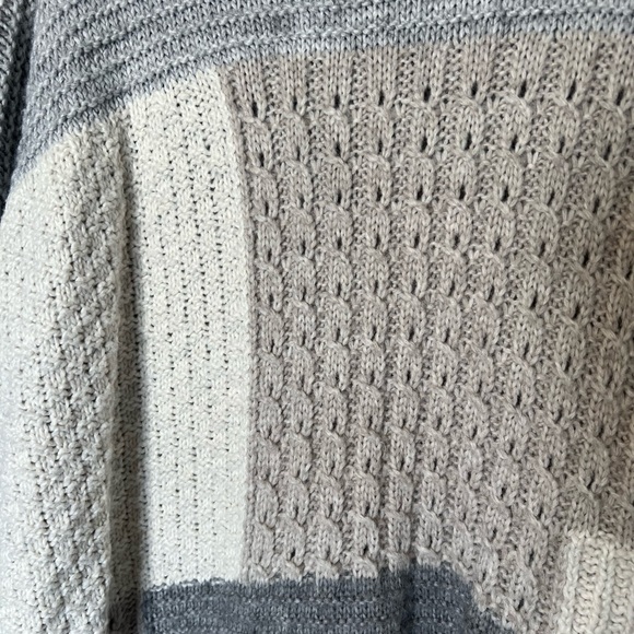 Loft Dolman Patchwork oversized Sweater Tunic in Gray and Beige (Size X-Small) - Picture 4 of 7